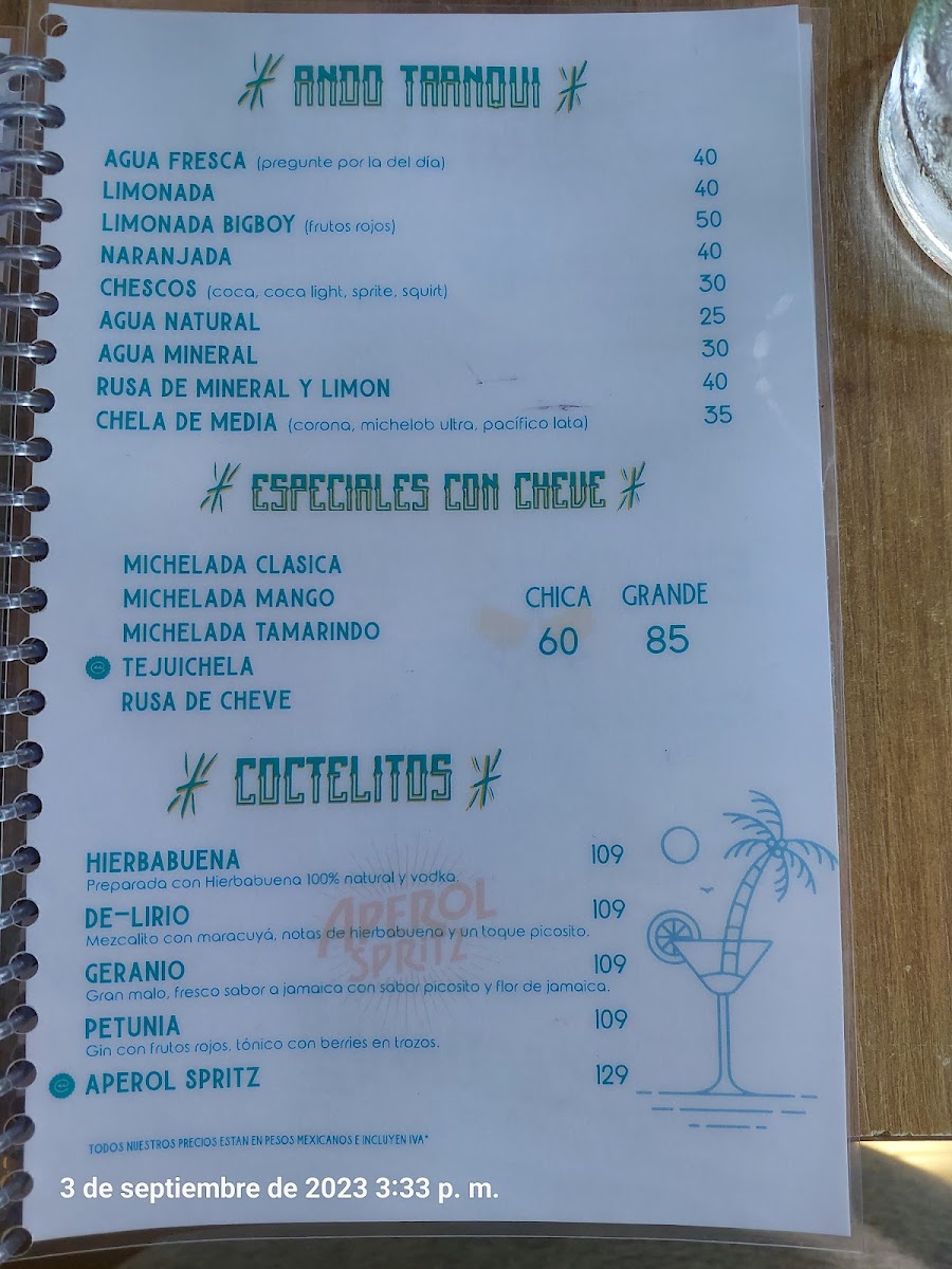 Caguamar Menu - Image 1